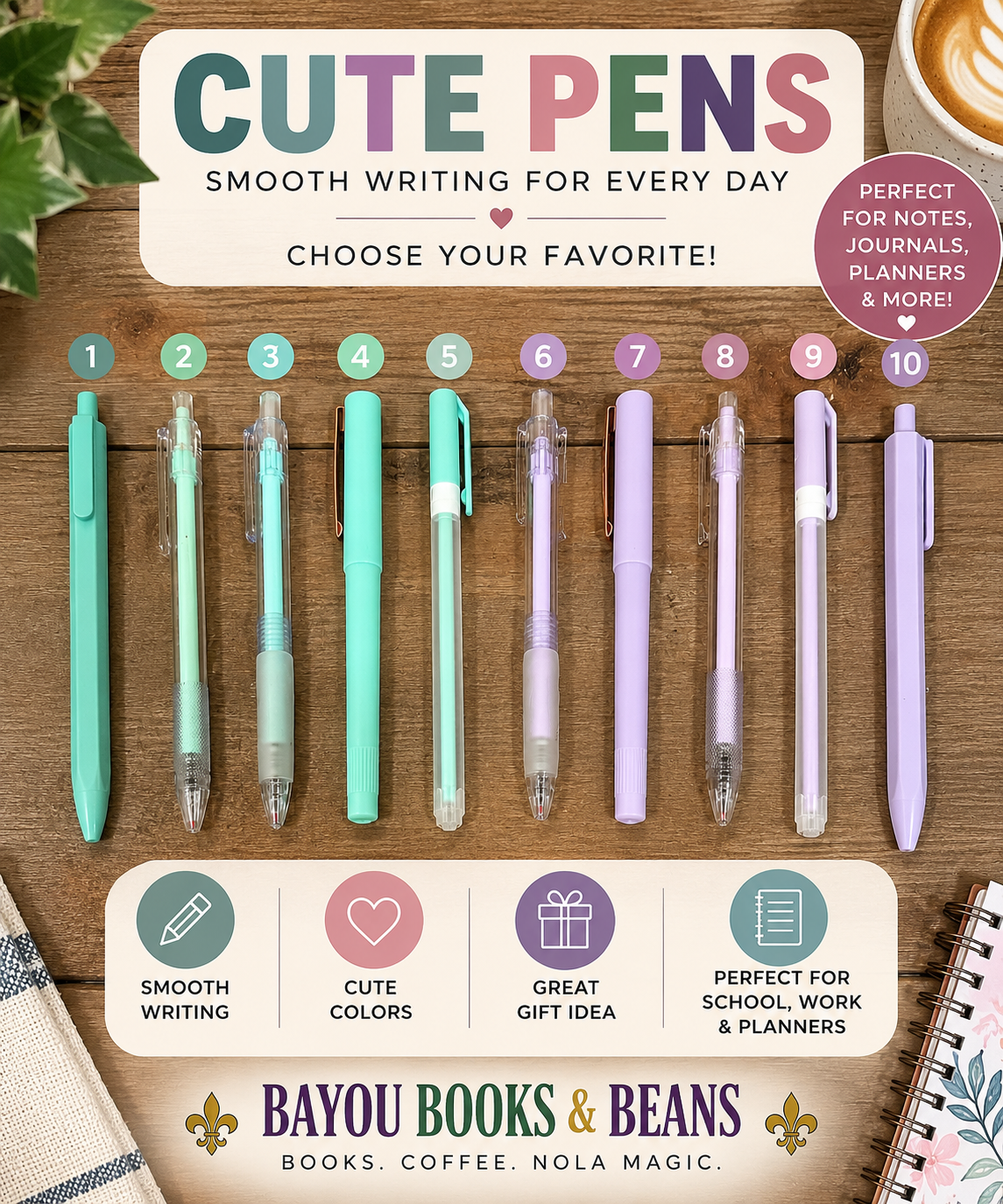 CUTE PENS ~ WHICH DO YOU PREFER?  PURPLE OR GREEN?