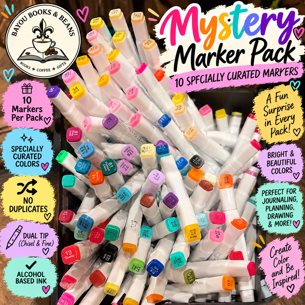 MYSTERY SETS! DUAL TIP ART MARKERS ~ SPECIALLY CURATED 10 PACKS~ NO DUPLICATES!