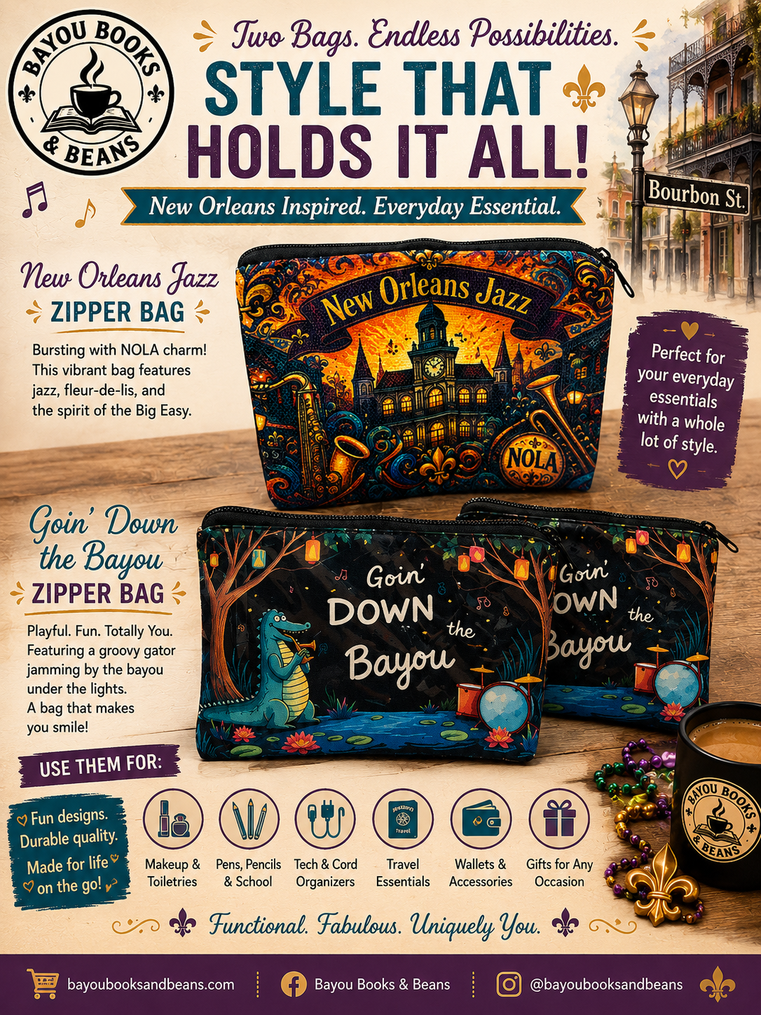 New Orleans Zipper Bag