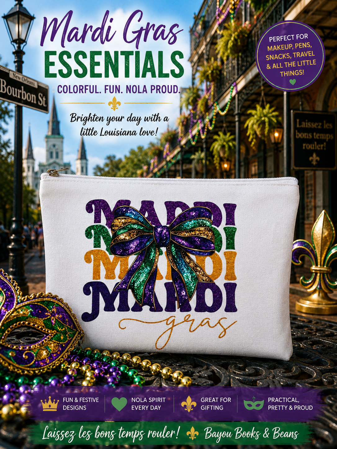 Mardi Gras Zipper Bags