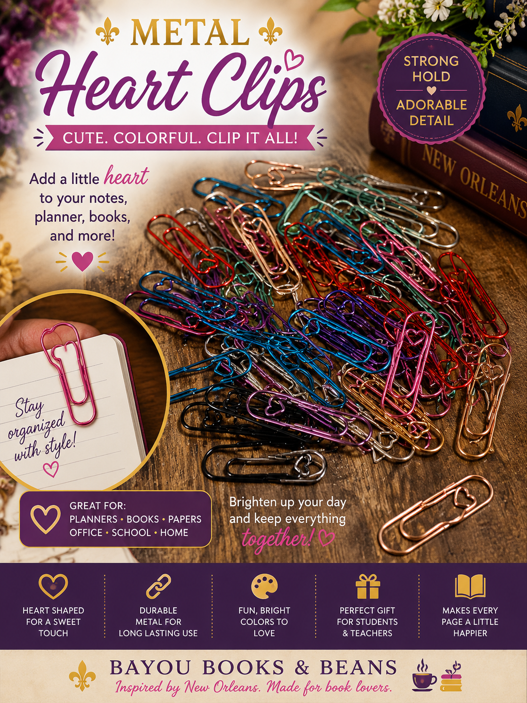 Metal Heart Pen Clip