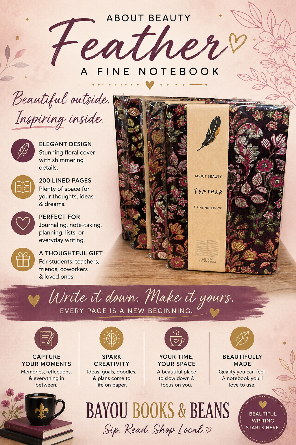 Feather Floral Journal