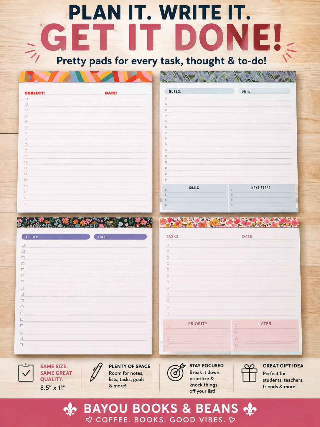 Large Planner Tablets 8.5x8