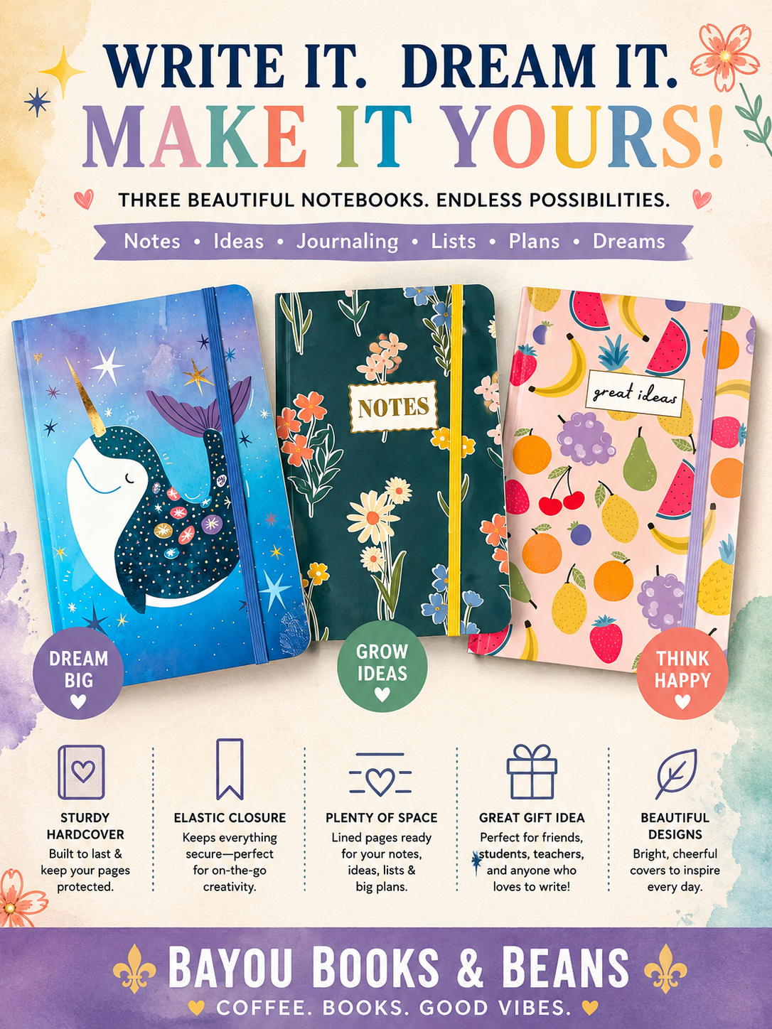 Fun Notebooks with Closure Strap