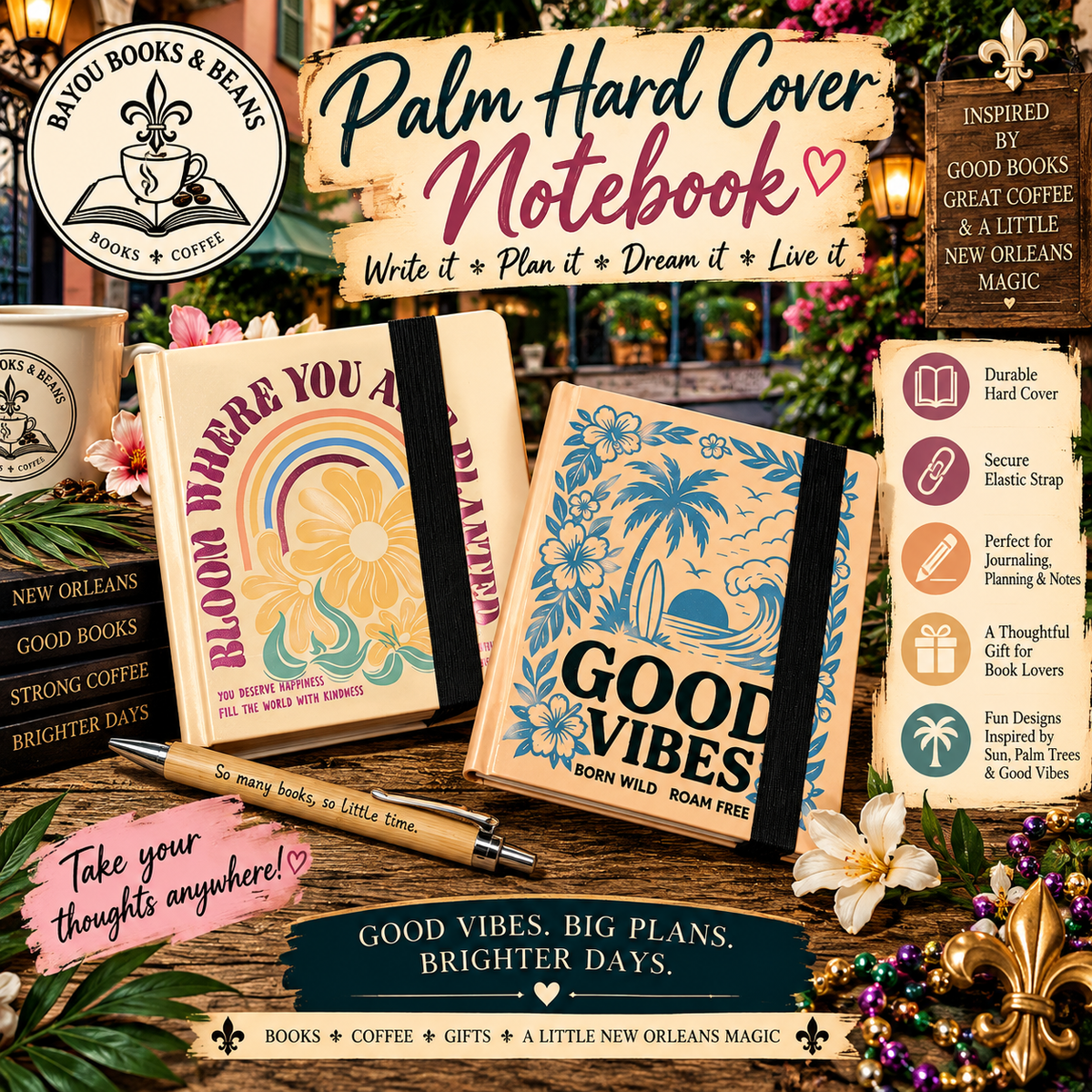 Good Vibes & Bloom Hard Cover Notebook