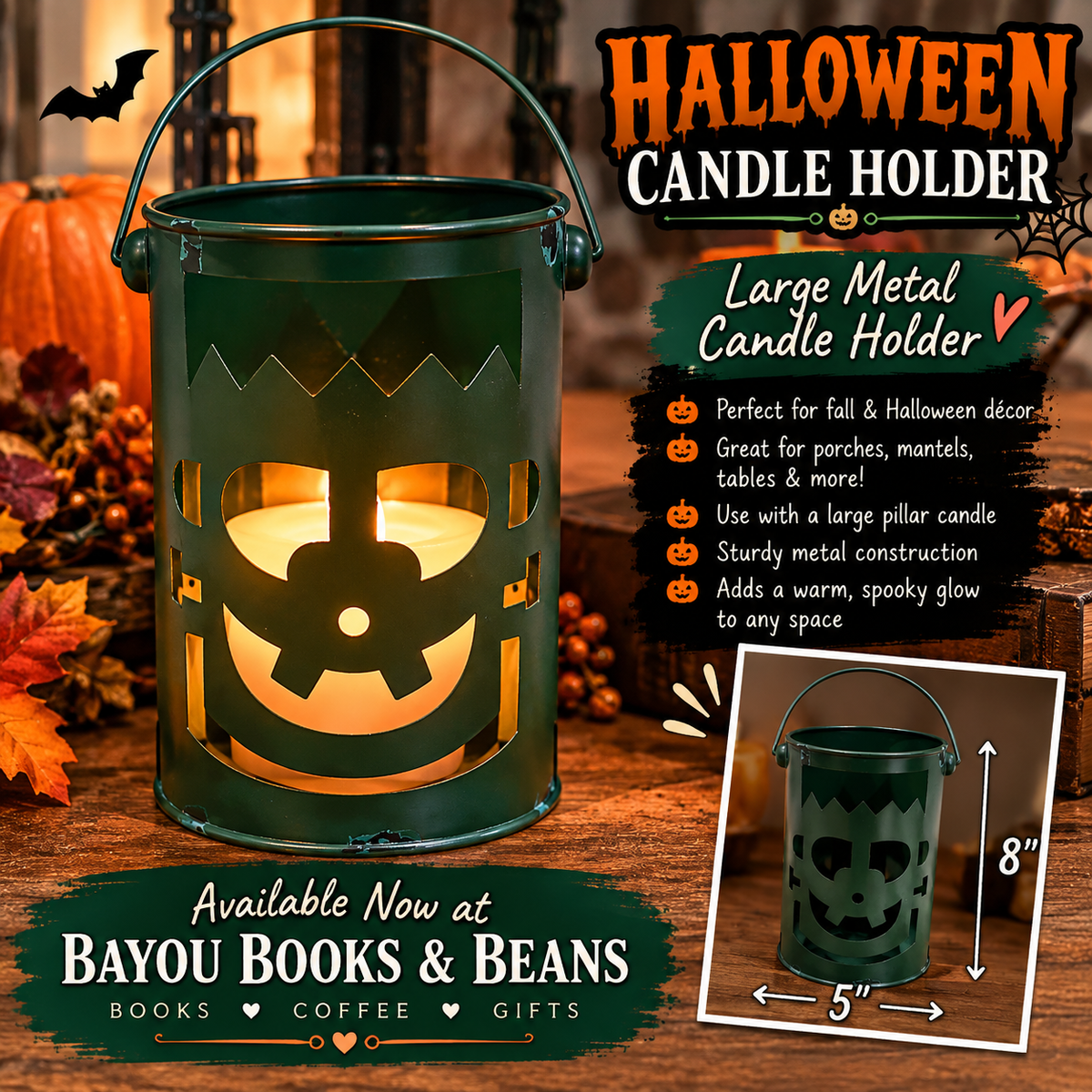 Halloween Candle Holder 8”x5” Metal